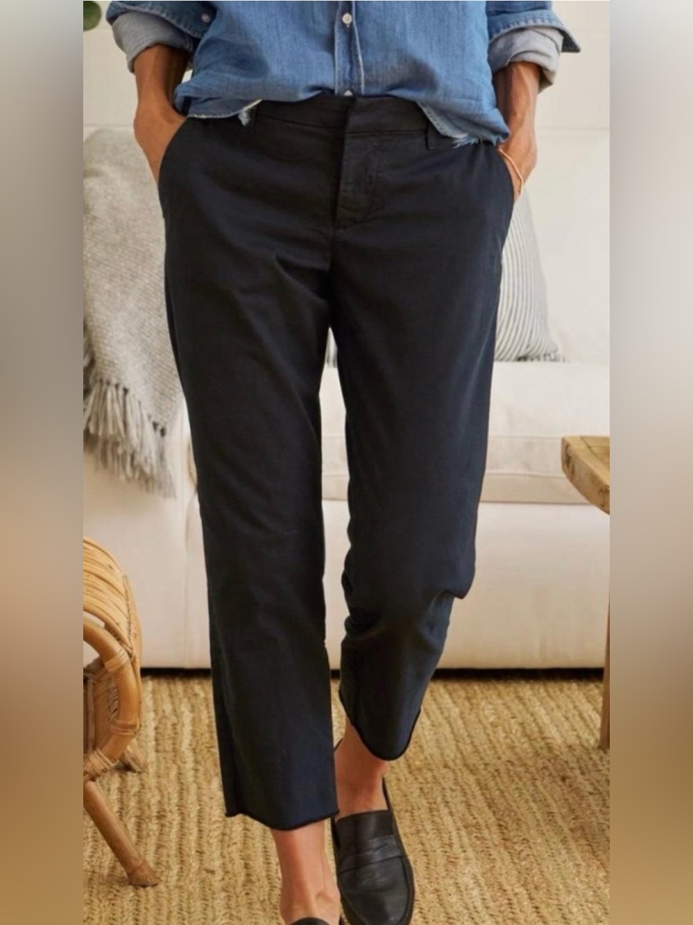 Frank & Eileen Wicklow Dusty Black Cropped Pants Size 6